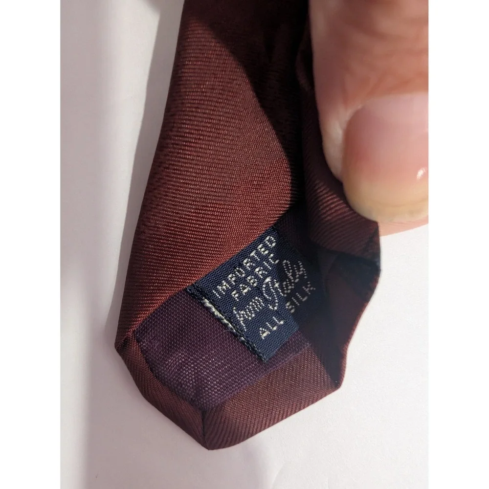 VTG Lucien Piccard Burgundy Silk Paisley Diagonal Stripe Necktie Made in Italy